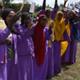 Schoolchildren in Ethiopia outside school 