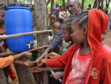Children washing hands in Ethiopia