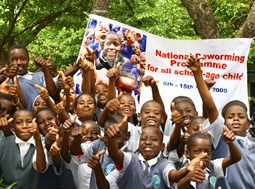 Children in Kenya on a deworming day 